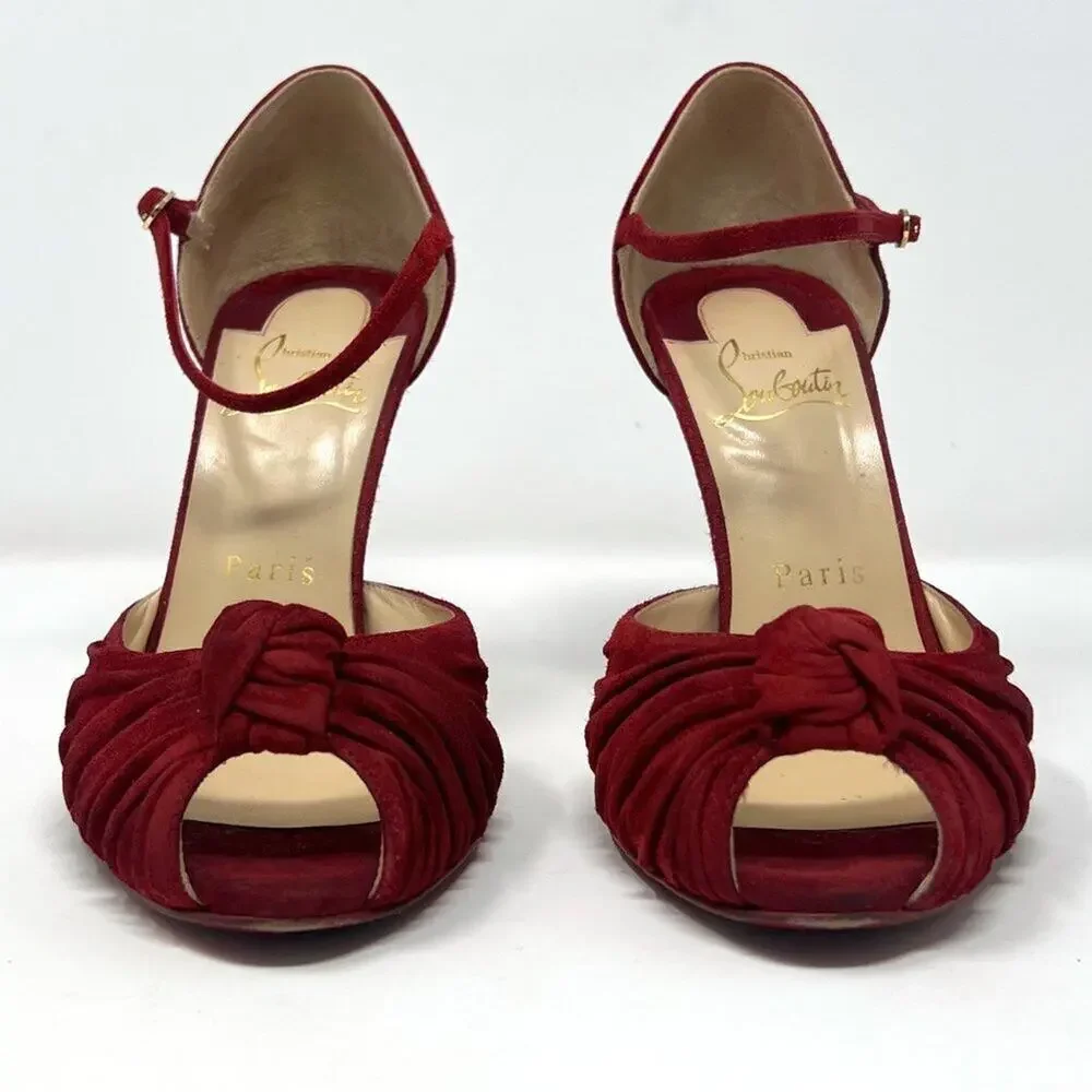 Christian Louboutin Marchavekel Red Suede Knot‎ Pumps Size EU 36 / US 6